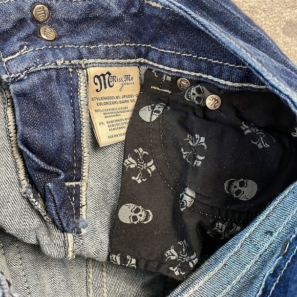 Miss Me Boot Cut Jeans Jeweled Rhinestone Bling Low Rise Y2K Sz 27 - Picture 12 of 14